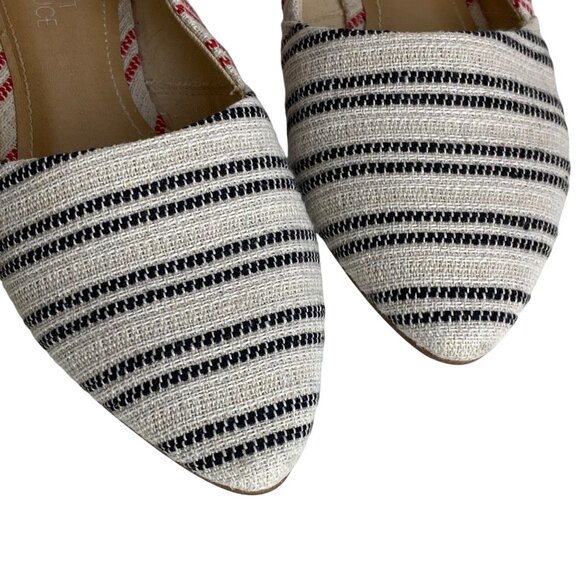Market & Spruce Womens Striped Canvas Flats Size 6 Red & Black cream - Picture 6 of 8